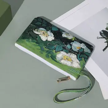 Camellia PU Kožené Mince v Kabelke Peňaženku Obdĺžnik S ozdobná šnúrka na uniforme kórejský Kvet Zápästie Nepremokavá Kabelka Peniaze Taška