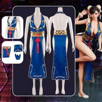 Chun-Li Cosplay Hra SF 6 Kostým Fantasia Zamaskovať Dospelých Žien Lady Sexy Cheongsam Jeden Kus Oblečenia Halloween Karneval Oblek