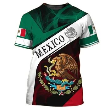 Nové Mexických Eagle 3D Tlačené Grafický T-shirt Módne Vlajka pánske T-shirt Harajuku Nadrozmerné Príležitostné O-neck T-shirt Top